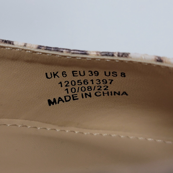 Topshop Stacey Snakeskin Print Ankle Strap Two Part Platform Heels Size 8 - Picture 8 of 11